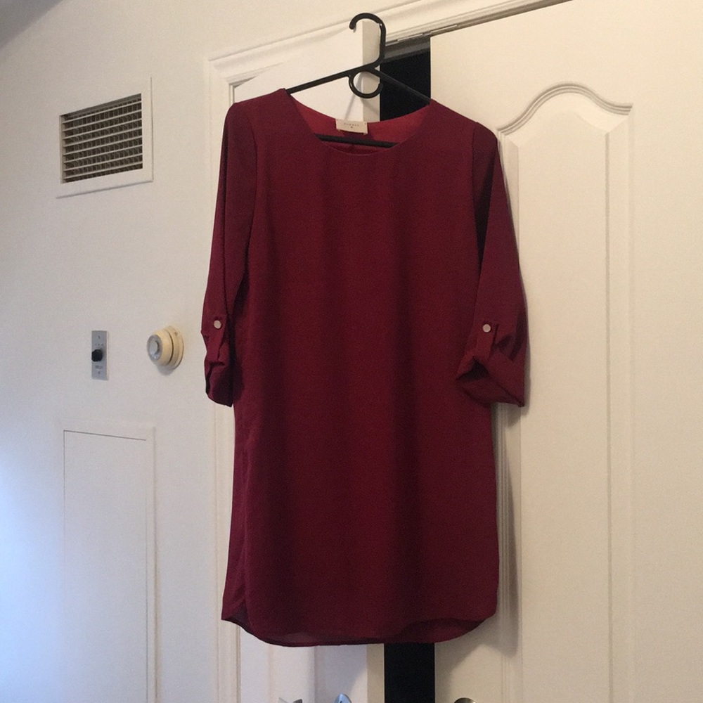 Plum 3/4 sleeve shirt dress
